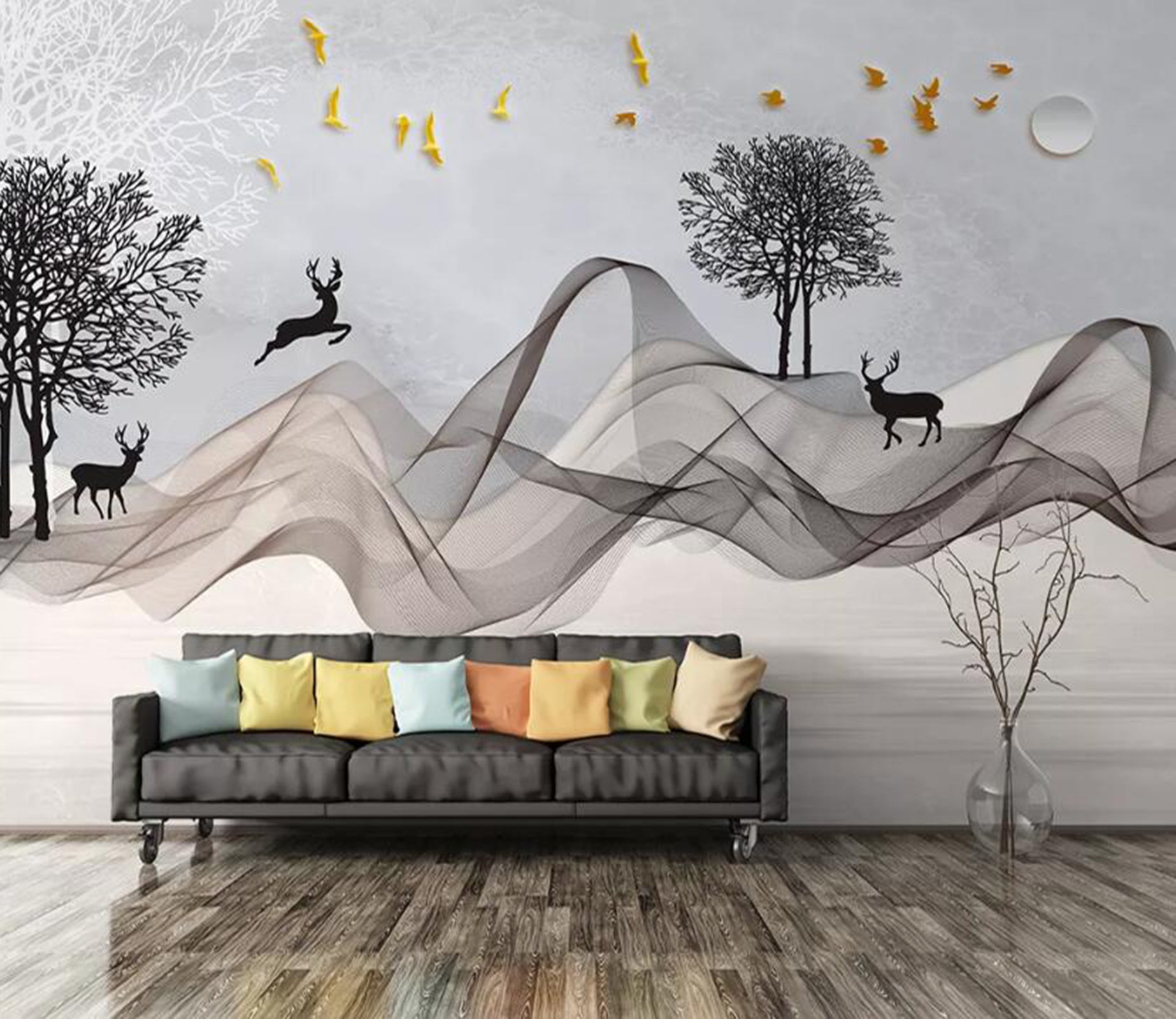 3D Forest Elk WC24 Wall Murals