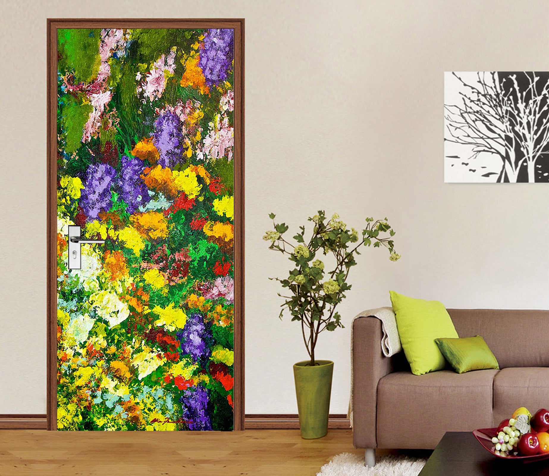 3D Flower Garden Color Oil Painting 93119 Allan P. Friedlander Door Mural