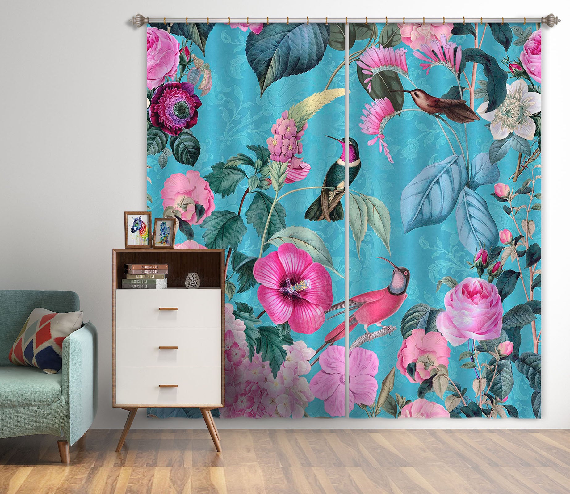 3D Flowers And Birds 059 Andrea haase Curtain Curtains Drapes
