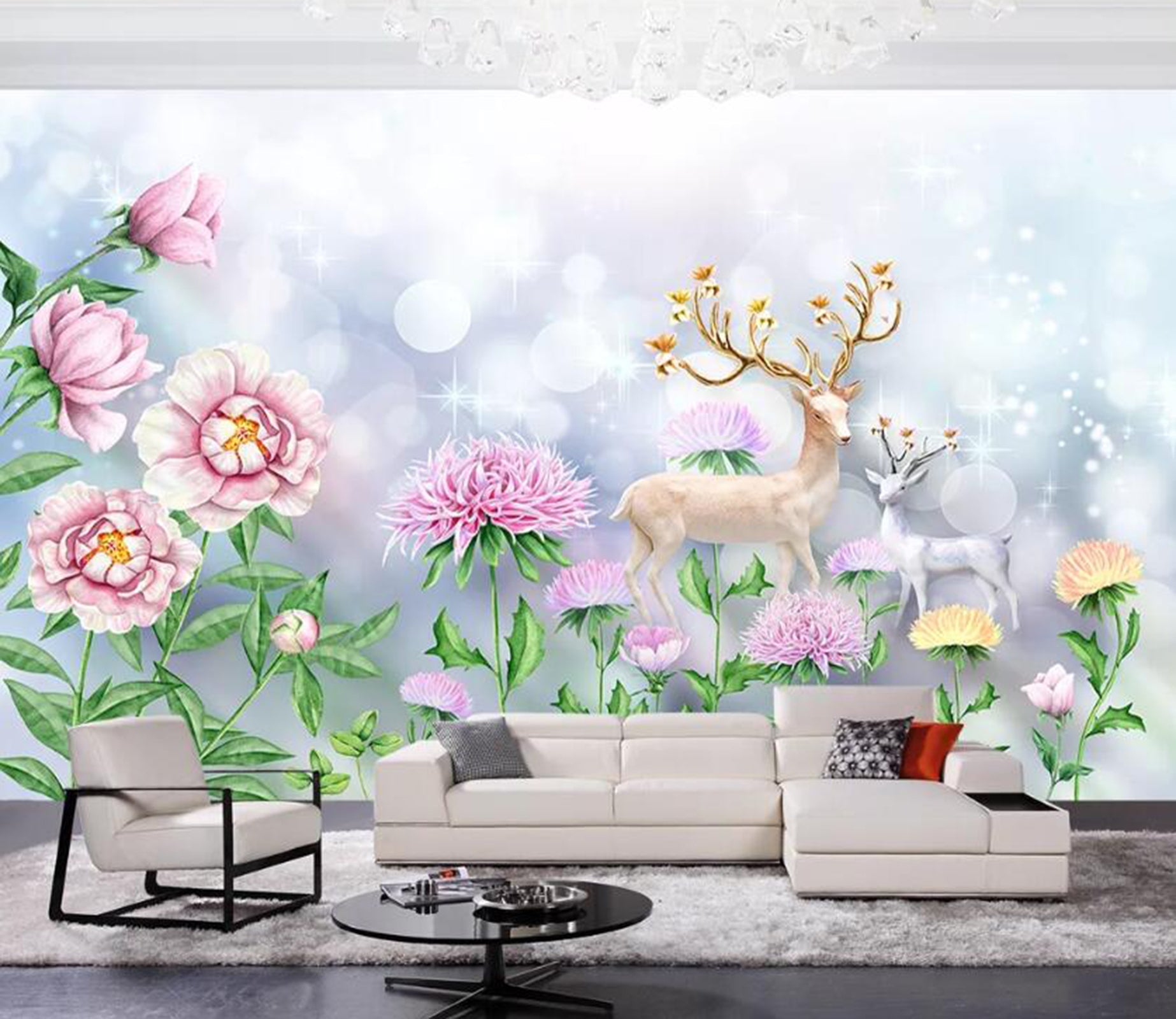 3D Fawn Flower WC10 Wall Murals