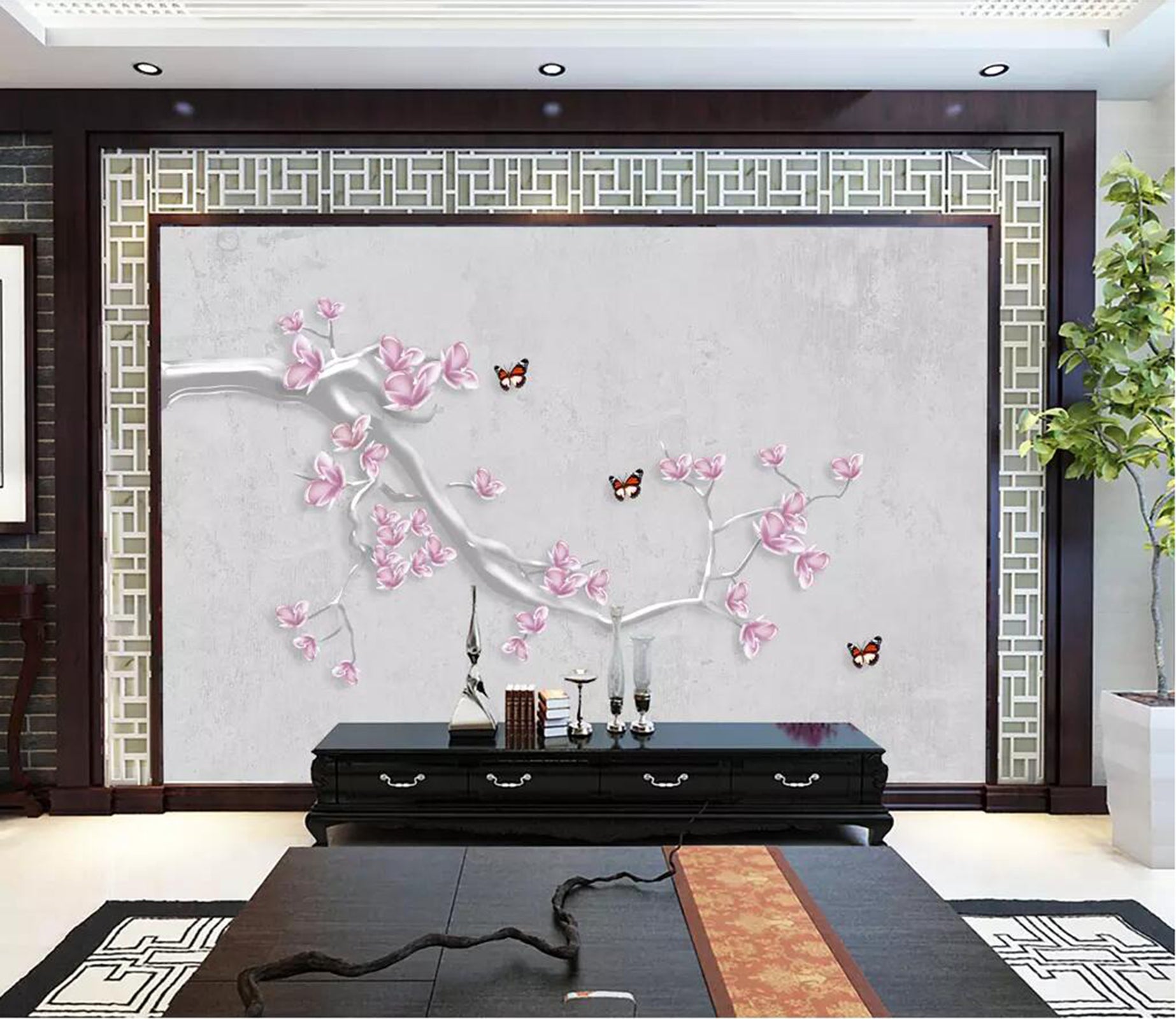 3D Flower Butterfly WC34 Wall Murals