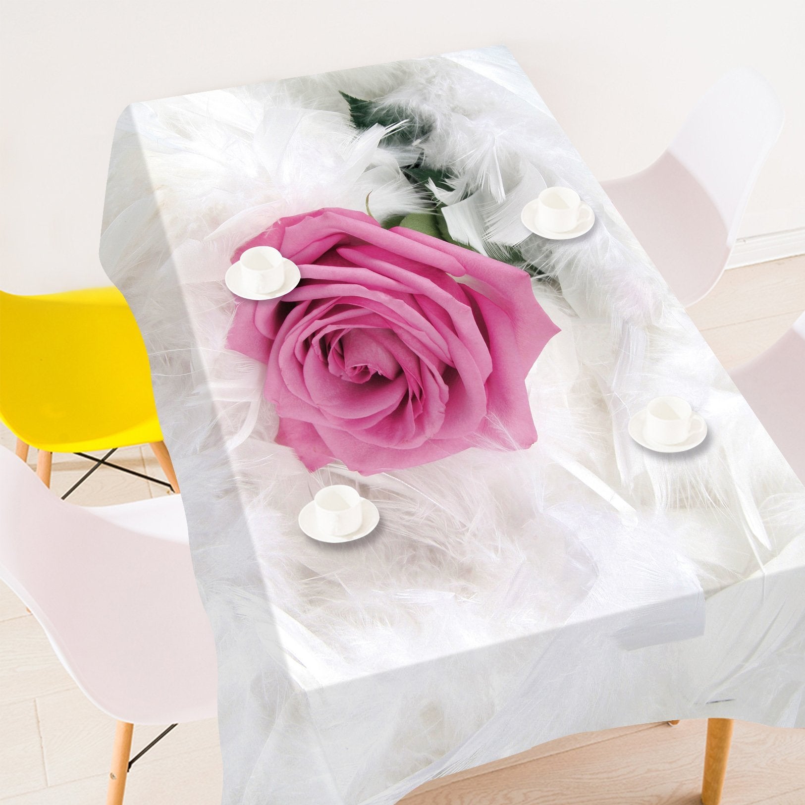 3D Feathers Red Rose 287 Tablecloths