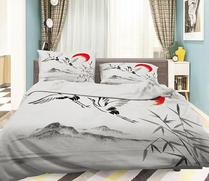 3D Flying Birds Painting 200 Bed Pillowcases Quilt