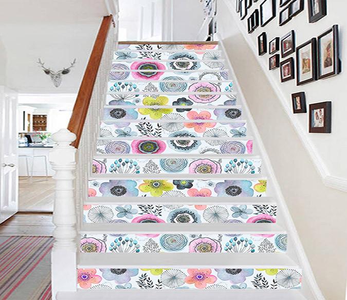 3D Flowers Pattern 1167 Stair Risers
