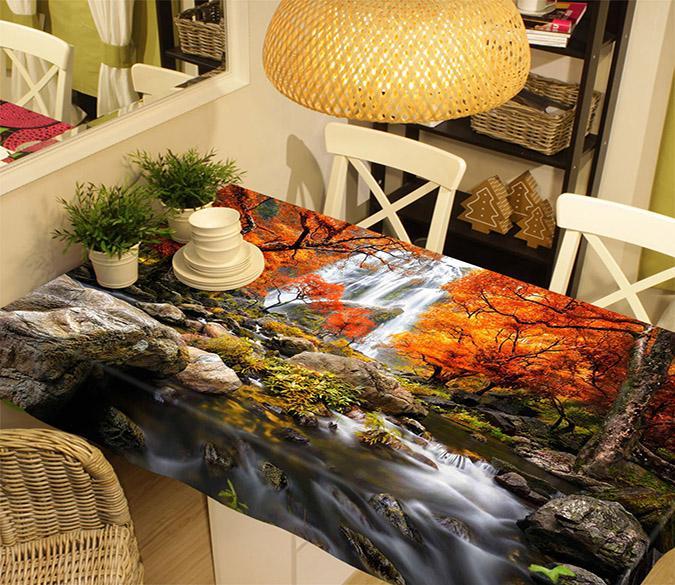 3D Forest River Waterfall 76 Tablecloths