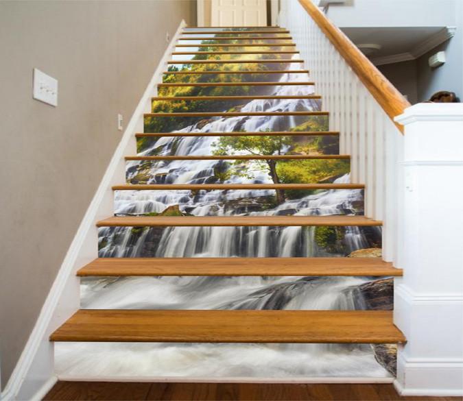 3D Flowing Waterfall 1336 Stair Risers
