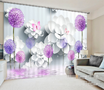 3D Flowers Butterflies 968 Curtains Drapes