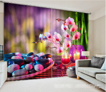 3D Flowers And Stones 1251 Curtains Drapes
