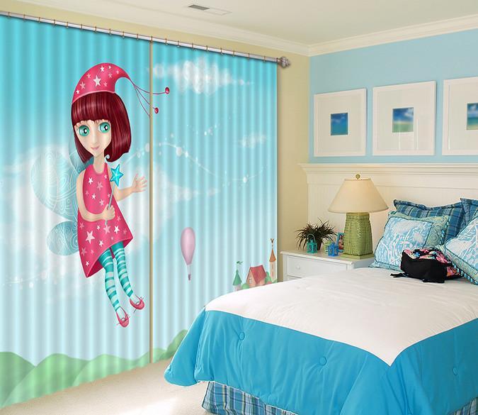 3D Flying Girl 510 Curtains Drapes