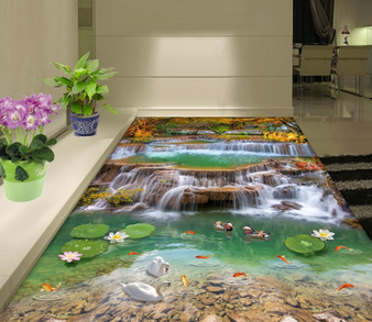 3D Fish River 319 Floor Mural  Self-Adhesive Sticker Bathroom Non-slip Waterproof Flooring Murals