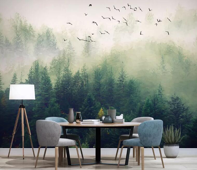 3D Foggy Forest WG90 Wall Murals