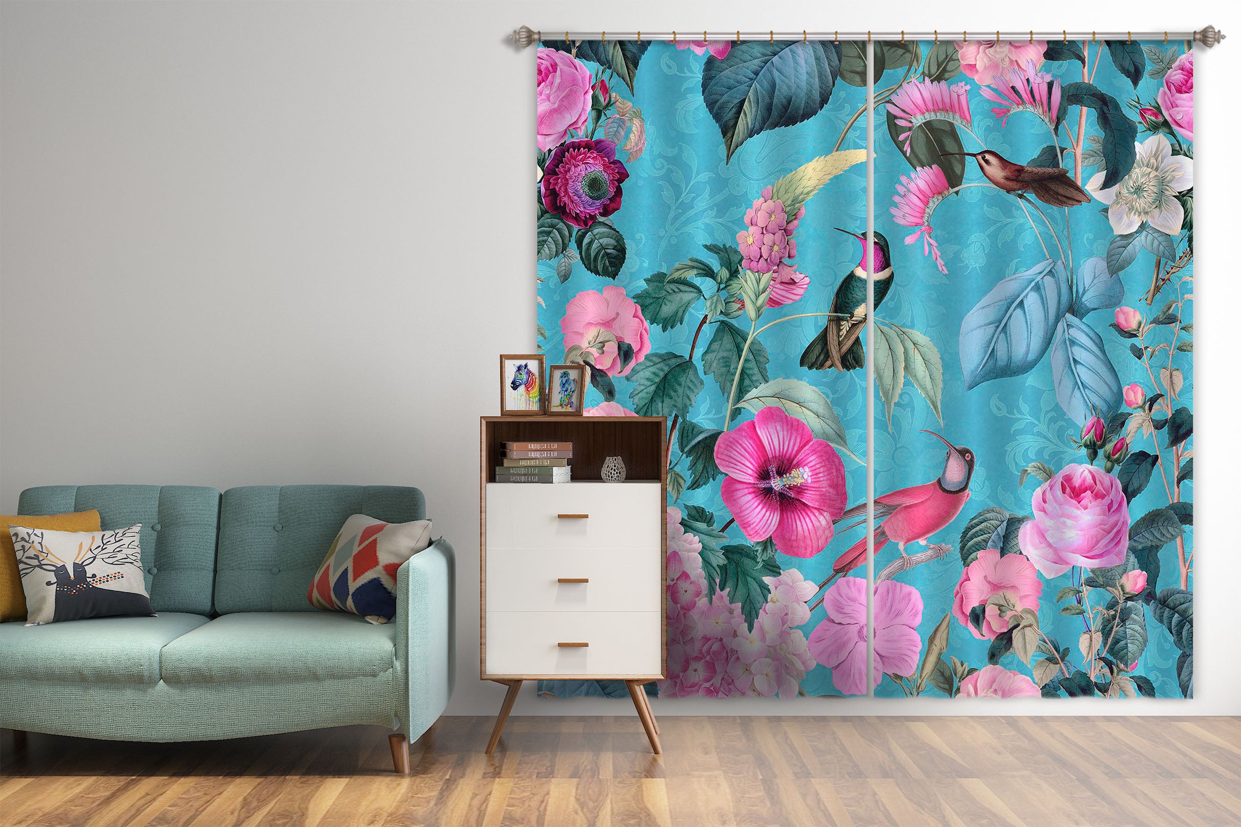 3D Flowers And Birds 059 Andrea haase Curtain Curtains Drapes