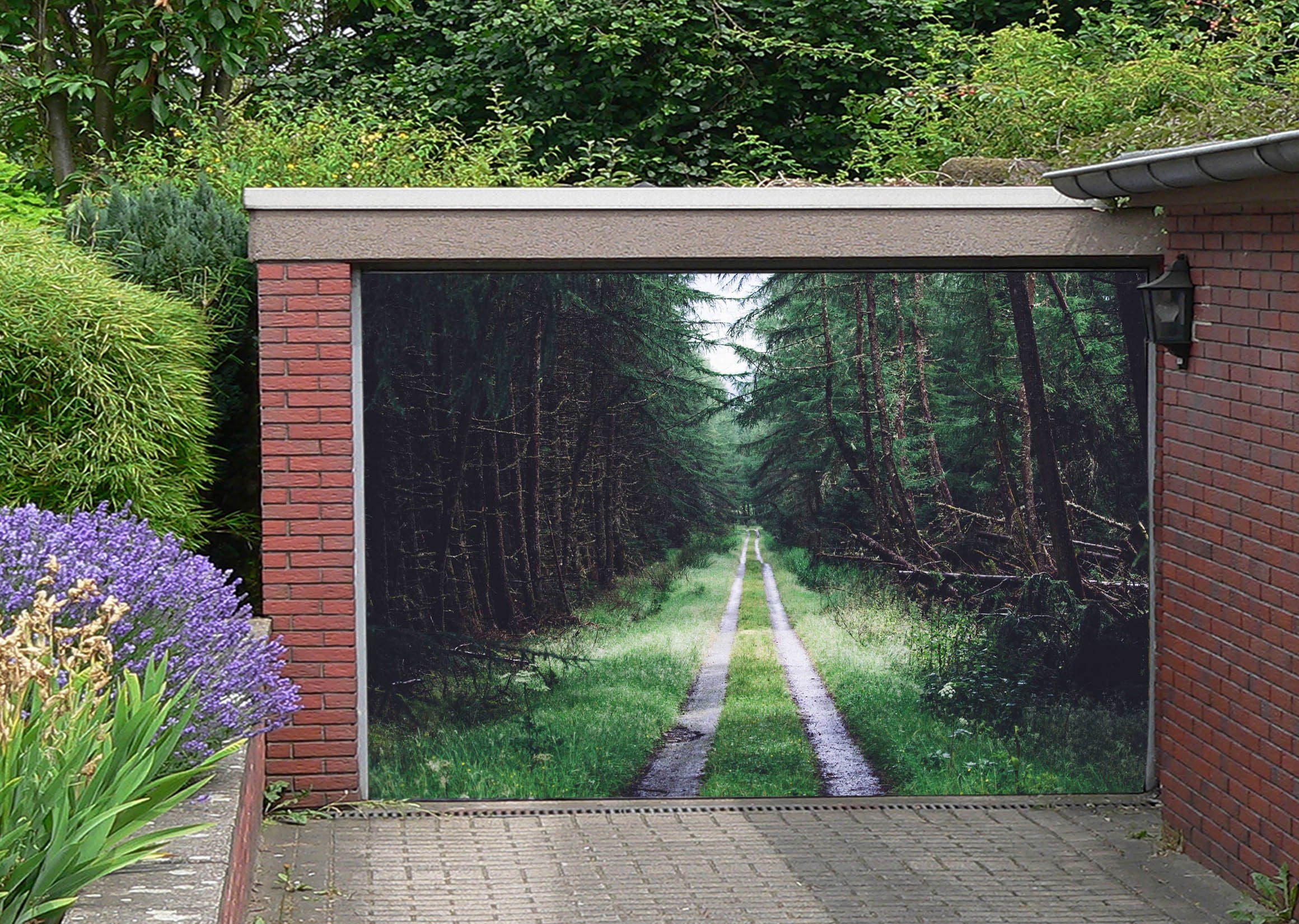 3D Forest Road Scenery 345 Garage Door Mural