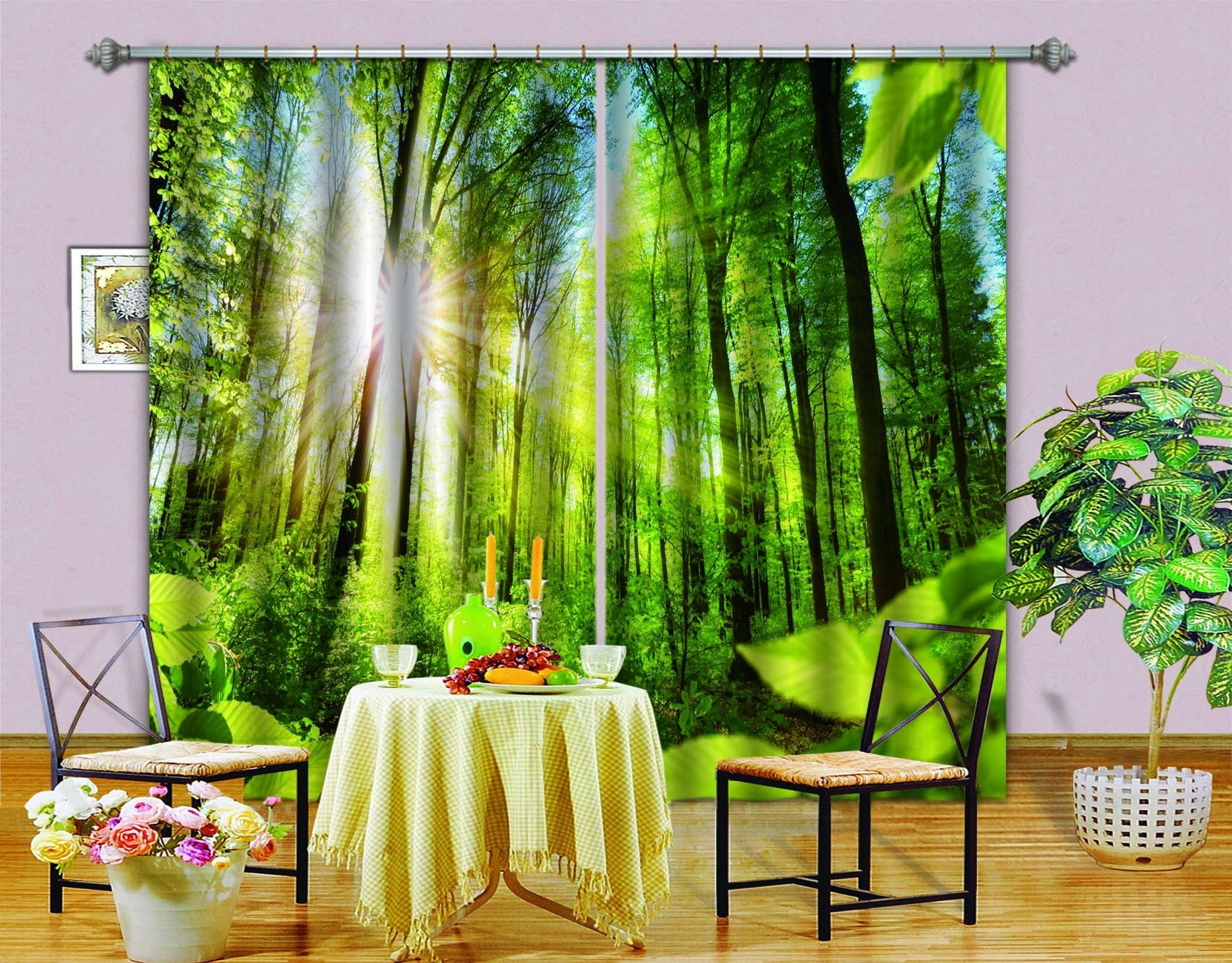 3D Forest Bright Sunbeams 739 Curtains Drapes