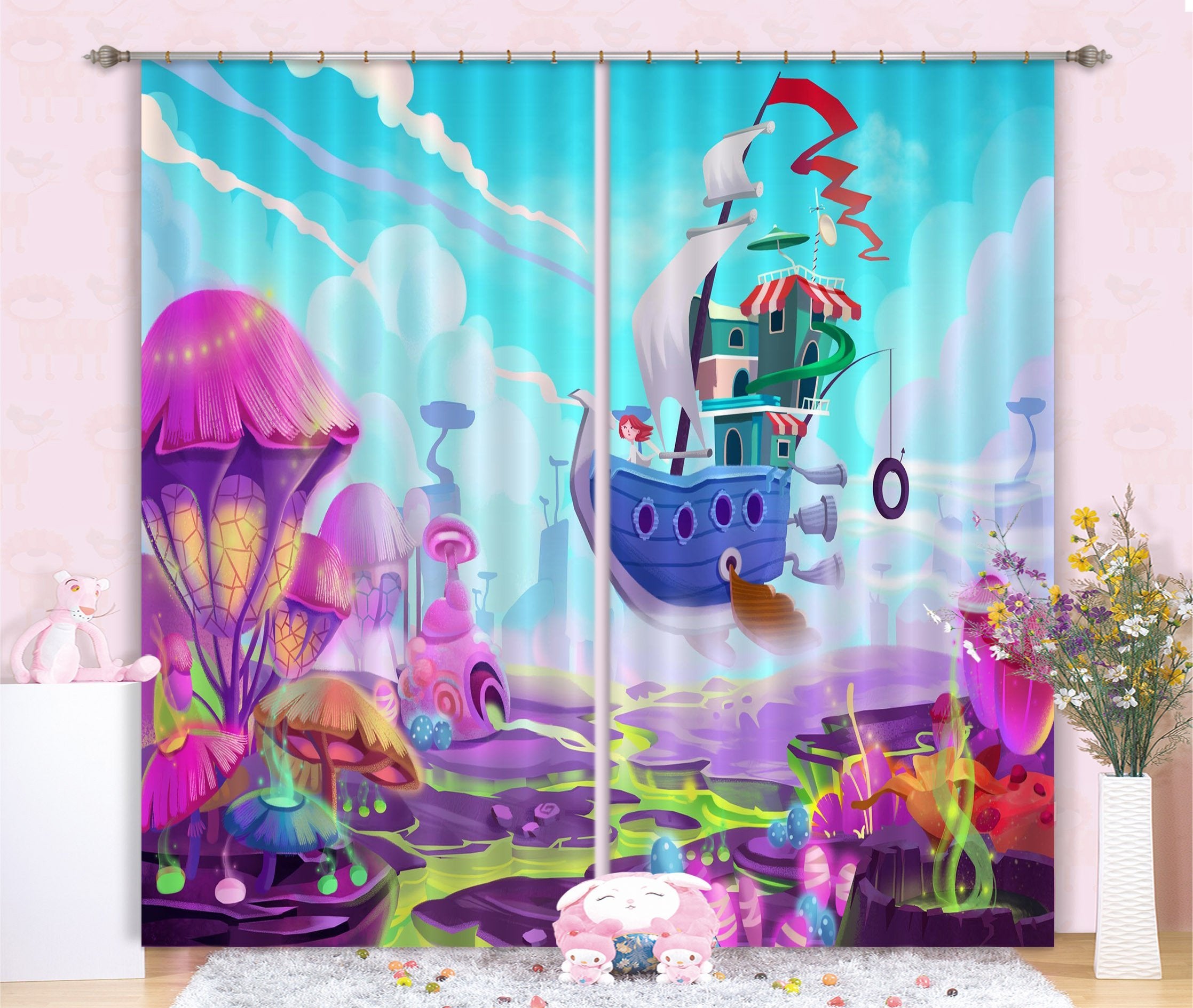 3D Flying Boat 107 Curtains Drapes