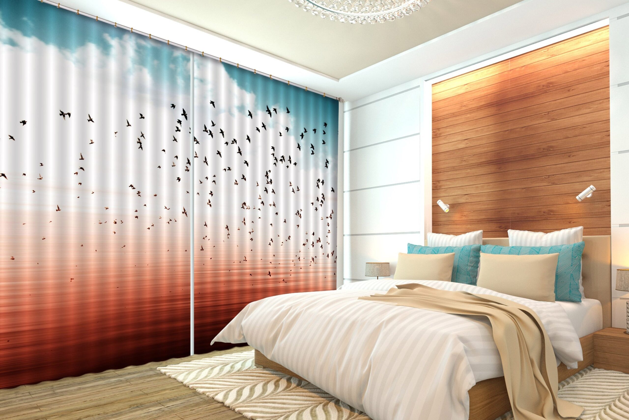 3D Flying Birds 490 Beach Curtains Drapes