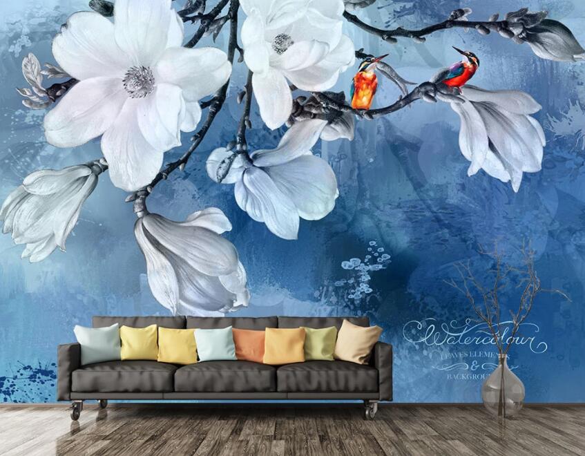 3D Flower Magpie WG768 Wall Murals