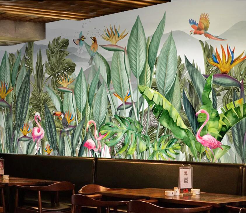 3D Flamingo Plant WC58 Wall Murals