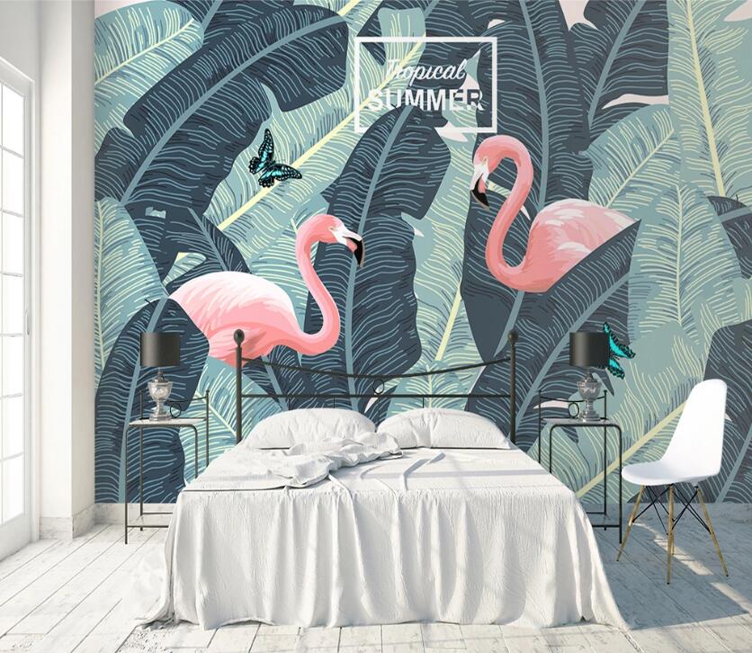 3D Flamingo Plant WC75 Wall Murals