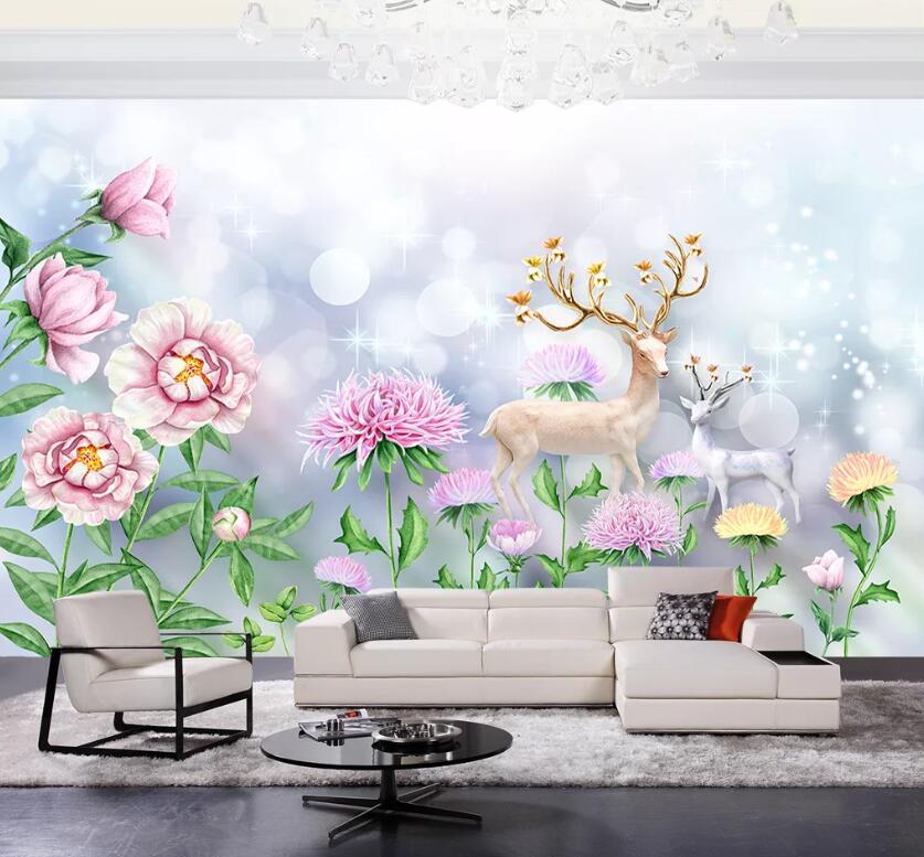 3D Fawn Flower WC10 Wall Murals