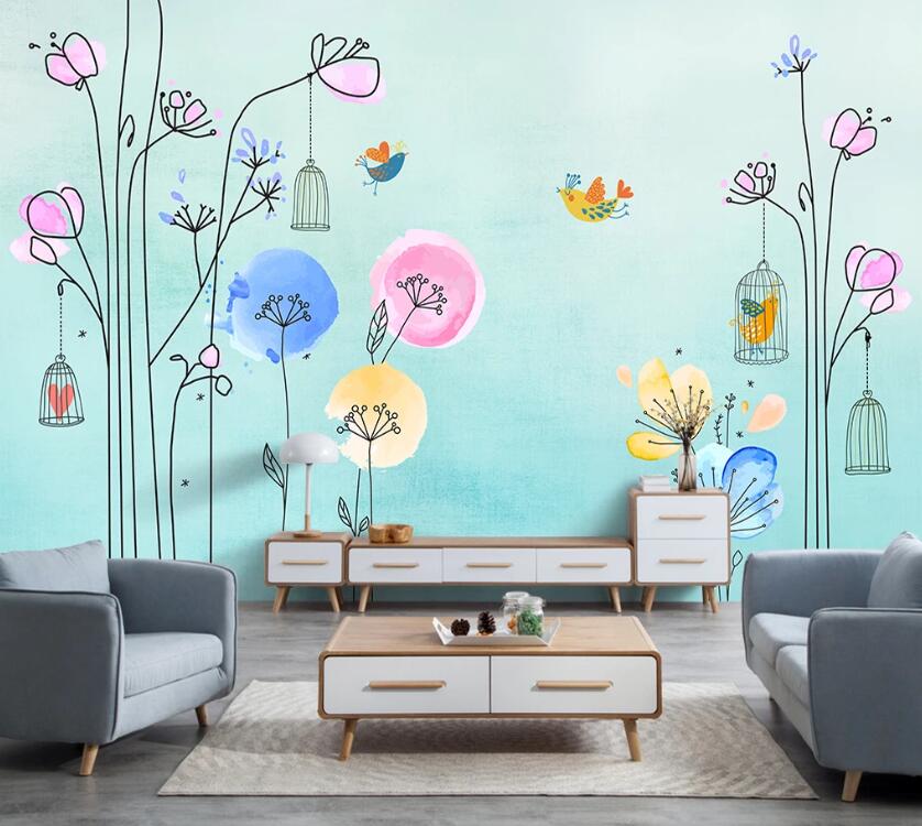 3D Flower Bird WC25 Wall Murals