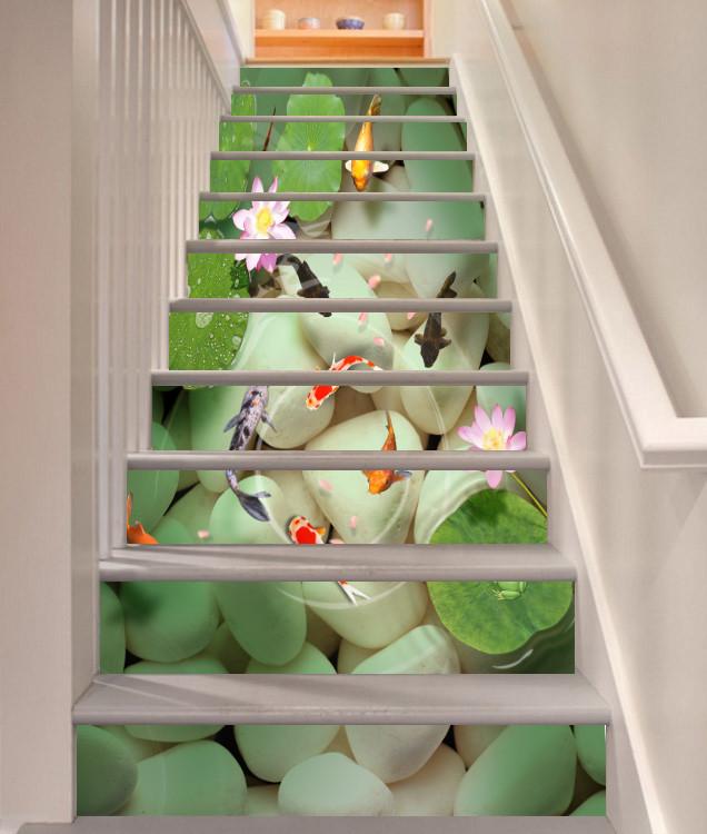 3D Fishes And Cobblestones 552 Stair Risers