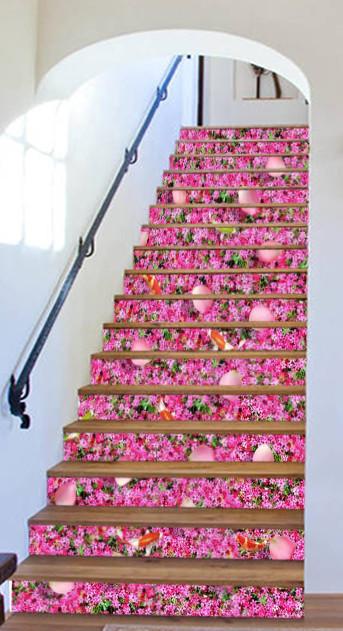 3D Flowers And Fishes 690 Stair Risers