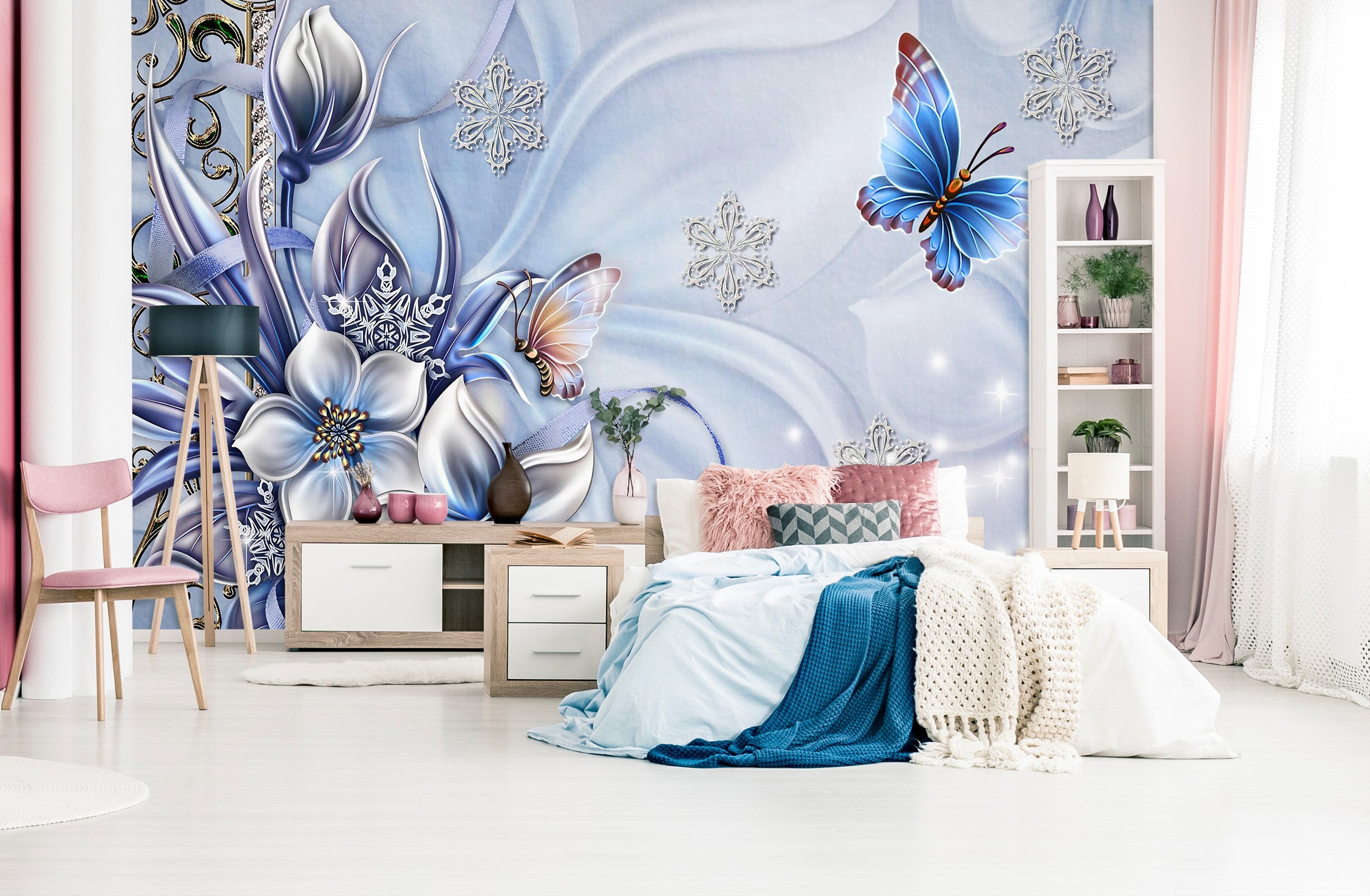 3D Flower Butterfly 1709 Wall Murals