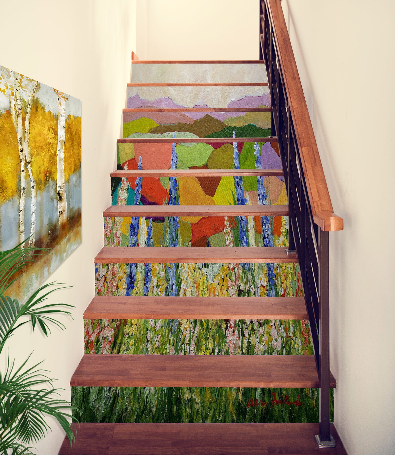 3D Flowers Color Field 9082 Allan P. Friedlander Stair Risers