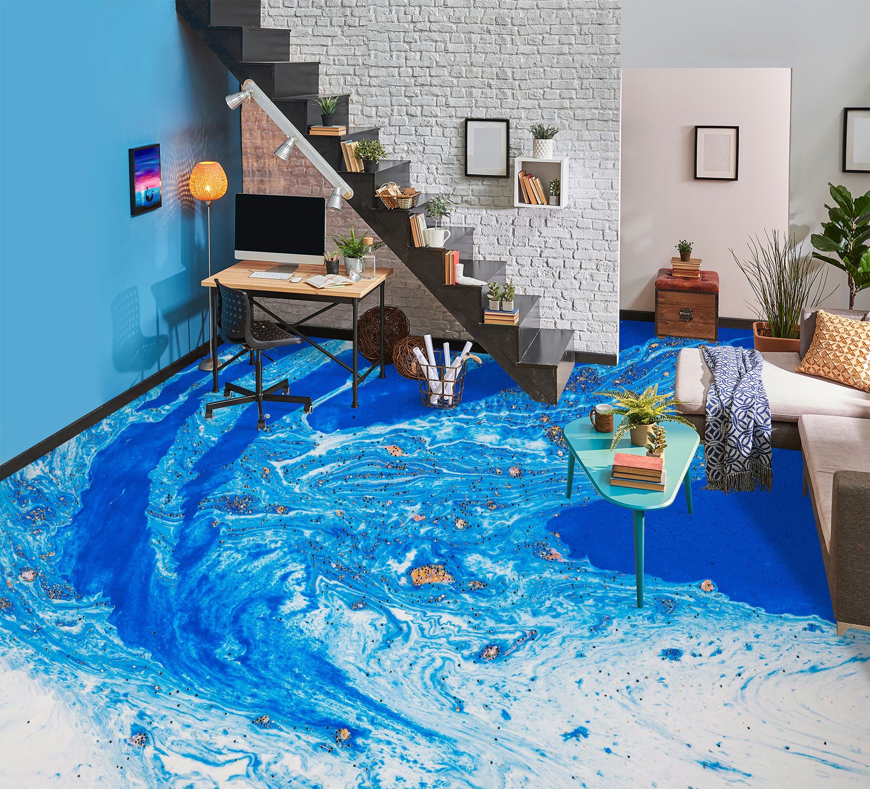 3D Fantasy Blue Texture 172 Floor Mural  Wallpaper Murals Rug & Mat Print Epoxy waterproof bath floor