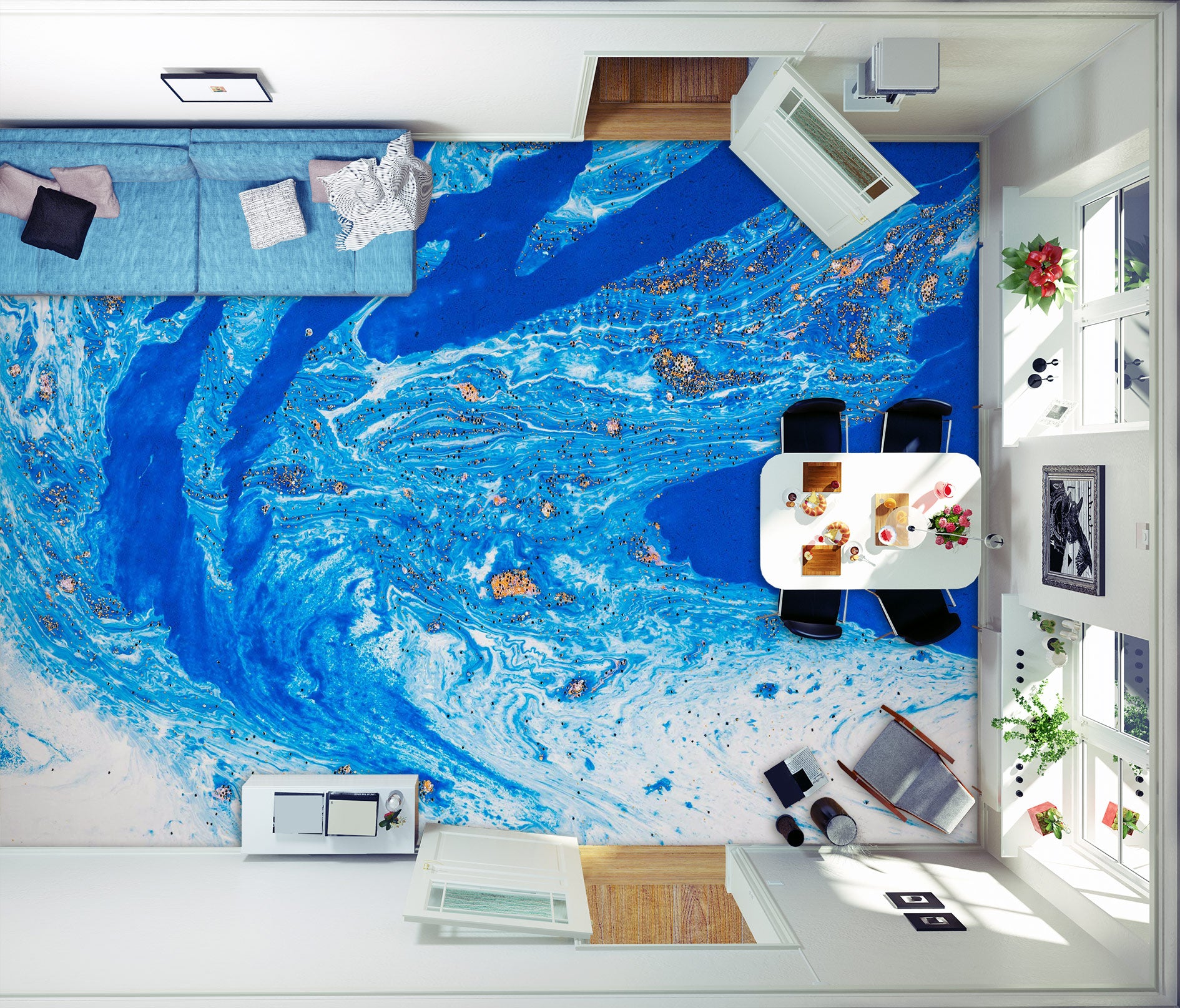 3D Fantasy Blue Texture 172 Floor Mural  Wallpaper Murals Rug & Mat Print Epoxy waterproof bath floor